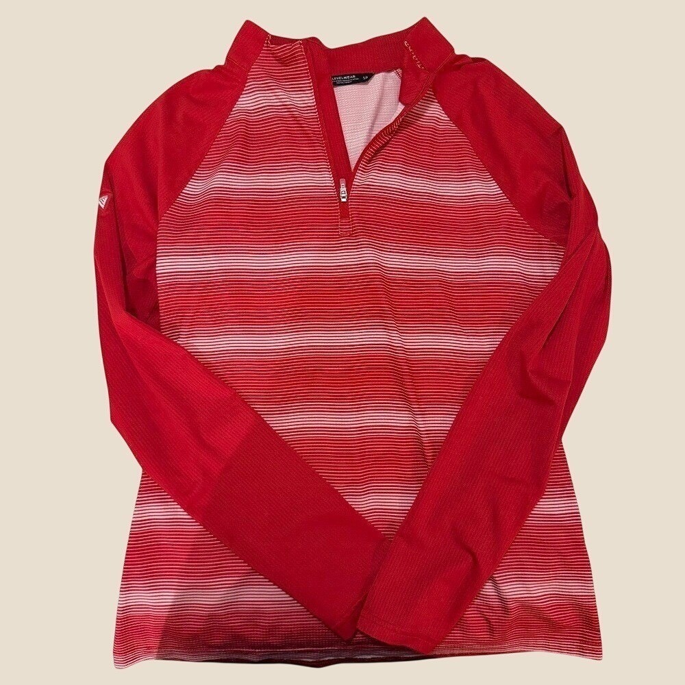 Levelwear Quarter Zip Pullover Women S Red Striped Golf Workout Performance
